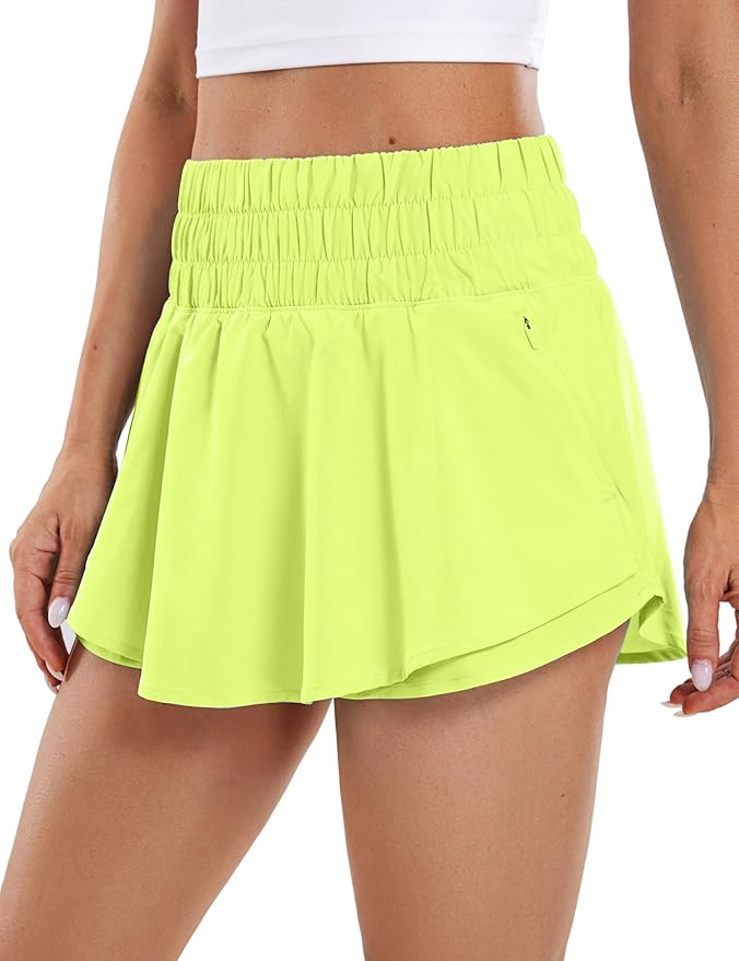 CRZ YOGA Athletic Shorts for Women High Waisted Flowy Ruffle Skirt Overlay for Workout Running Te... | Amazon (US)