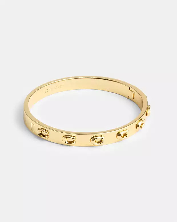 Pegged Signature Hinged Bangle | Coach (US)