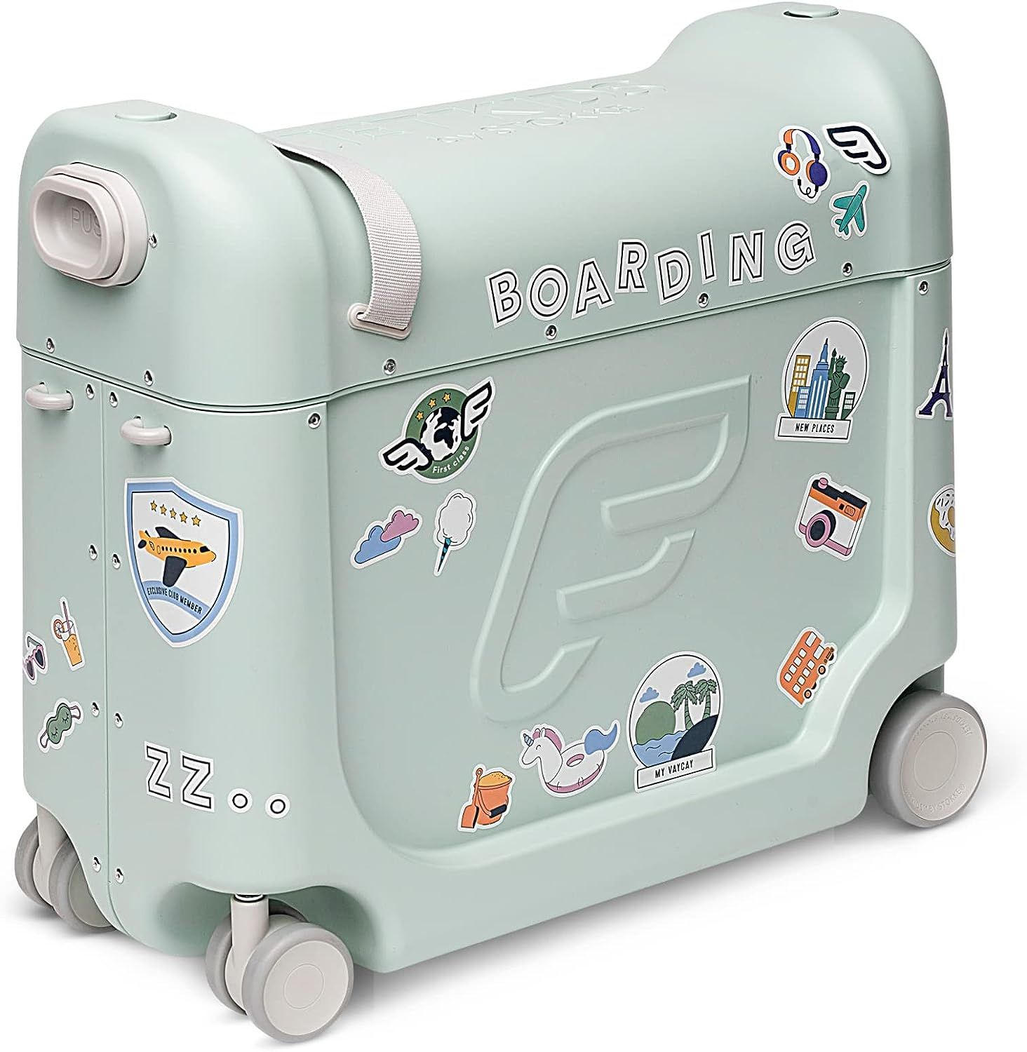 JetKids by Stokke BedBox, Green Aurora - Kid's Ride-On Suitcase & In-Flight Bed - Help Your Child... | Amazon (US)