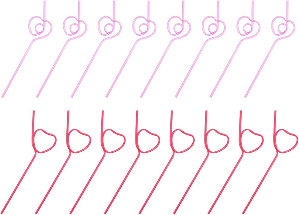 Valentines Heart Shaped Drinking Straws: 40pcs Plastic Heart Straws Reusable Heart Twisting Straw... | Amazon (US)