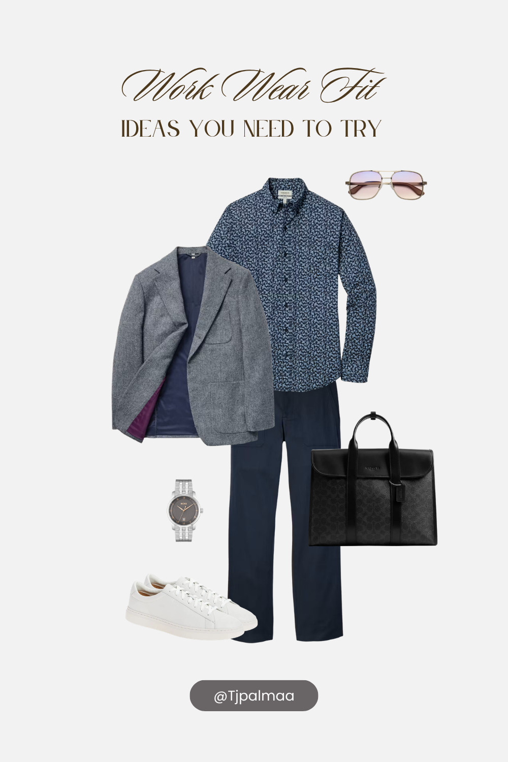 Upgrade your workwear without sacrificing comfort. From the tailored blazer to clean white sneakers, this smart casual look is perfect for the office, client meetings, or after-work plans. Shop the full outfit in my LTK. 💼✨ 

 #LTKootd #LTKWorkwear #LTKMens