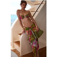 Olive Orchid Print Chiffon Knot Front Maxi Beach Skirt | PrettyLittleThing US