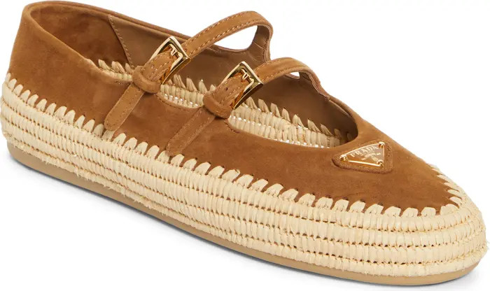 Raffia Double Strap Mary Jane Flat (Women) | Nordstrom