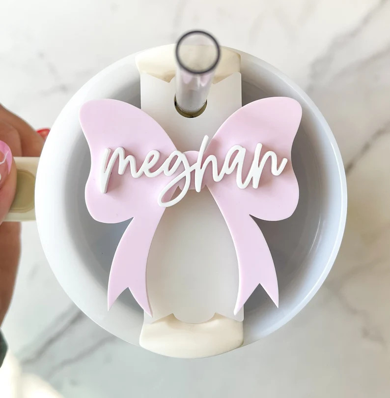 Coquette Stanley Name Plate Bow Stanley Topper Personalized Stanley Cup Tumbler Name Tag Stanley ... | Etsy (US)