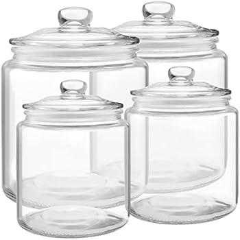 Glass Cookie Jar -2x 1/2 Gallon (64oz) & 1/4Gallon (32oz) - Glass Apothecary Jars With Lids - Canist | Amazon (US)