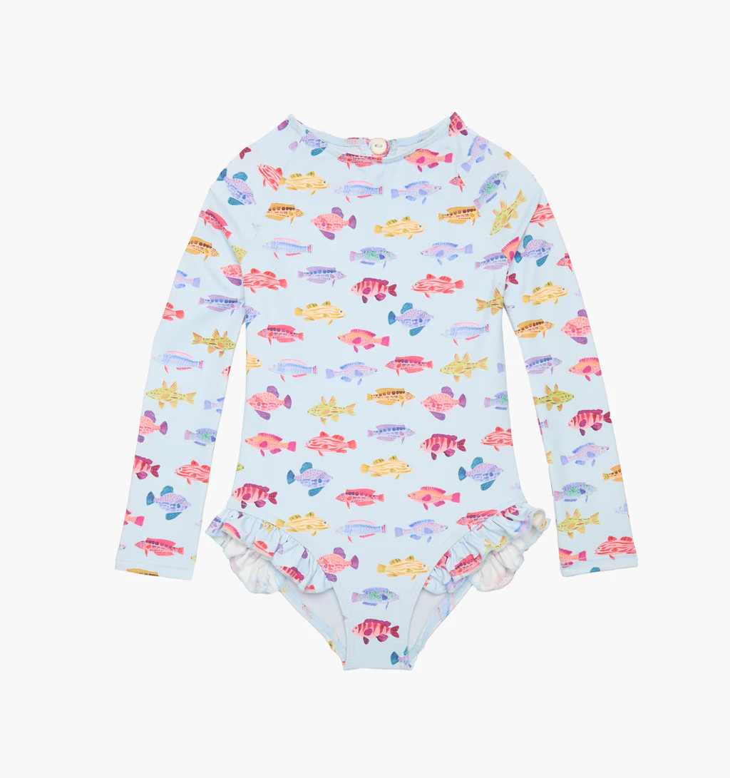 The Tiny Sora Rashguard - Blue Rainbow Fish | Hill House Home US