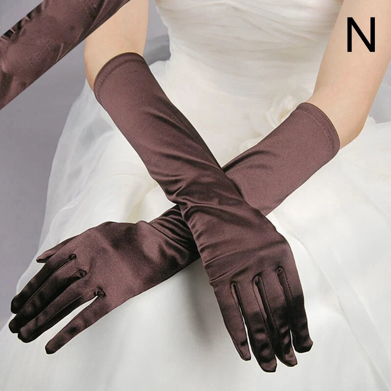 Women Satin Long Gloves Opera Bridal Wedding Evening Party Prom Costume Gloves | eBay UK