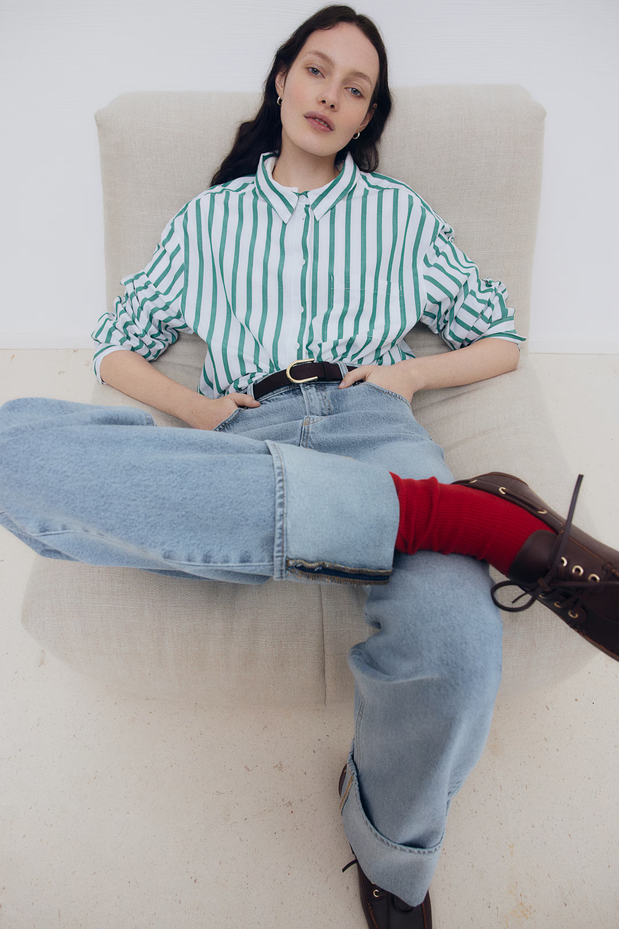 Straight-Cut Foldover-Cuff Jeans | H&M (US + CA)