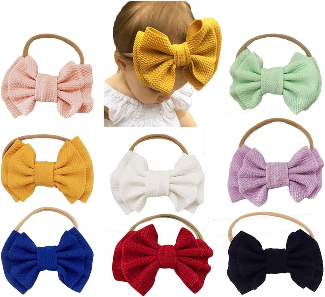 Baby Girl Nylon Headbands Newborn Infant Toddler Bow Hairbands Soft Headwrap Children Hair Access... | Amazon (US)