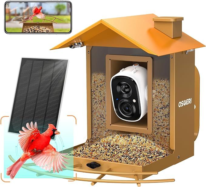 Osoeri Bird Feeder with Camera, Smart Bird Feeder Camera with 1080P HD AI Identify, Metal Bird Fe... | Amazon (US)