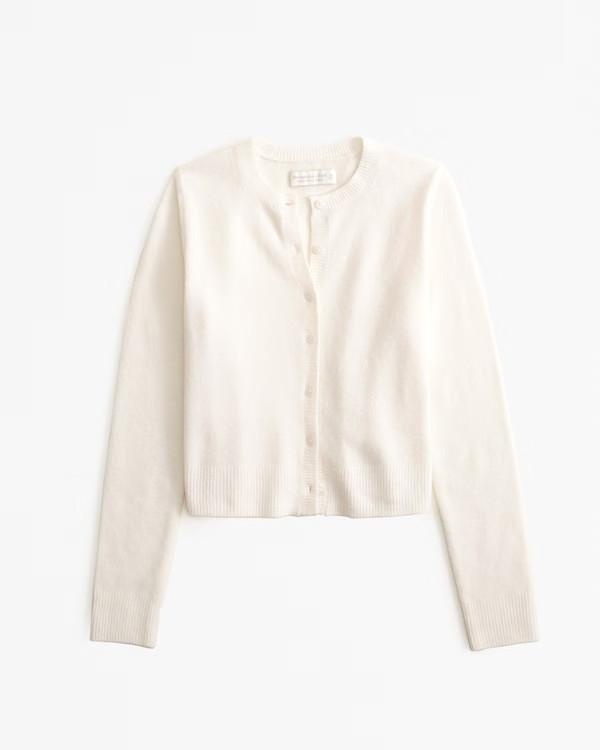 Merino Wool-Blend Slim Crew Cardigan | Abercrombie & Fitch (US)