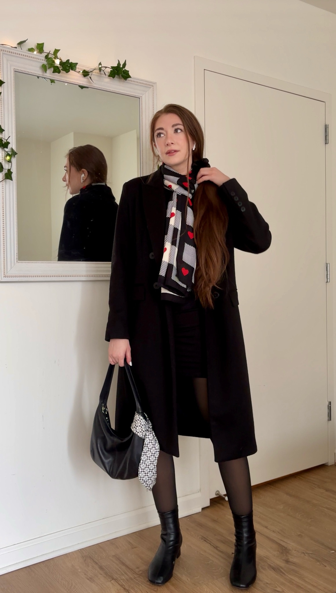 Original coat is Petal & Pup. Dress/bag/shoes are out of stock and have been substituted.