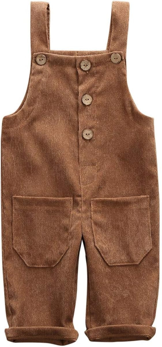 Baby Boy Girl Velvet Overalls Solid Suspender Bib Pants One-Piece Strap Jumpsuit Pocket Fall Wint... | Amazon (US)