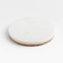 White Marble & Wooden Trivet + Reviews | Crate & Barrel | Crate & Barrel