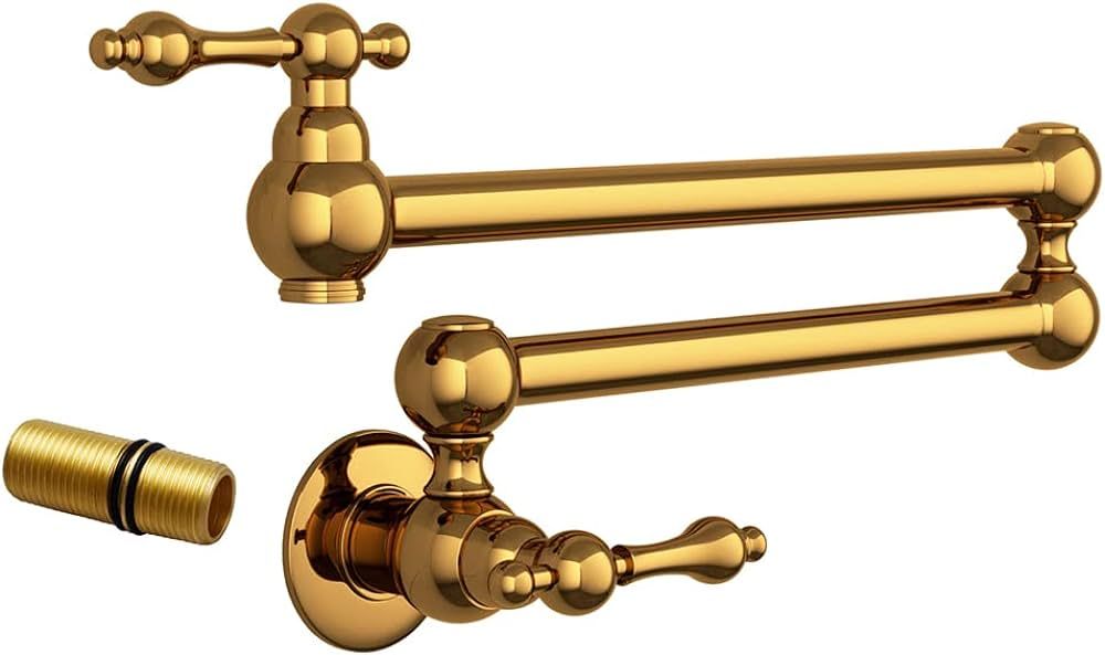 KATAIS Wall Mount Copper Pot Filler Faucet Rotatable Golden Kitchen Brass Faucet Single Hole 2 Ha... | Amazon (US)