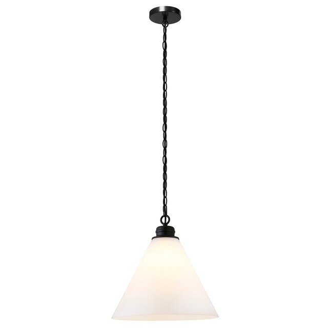 Hailey Home  Canto Blackened Bronze Modern/Contemporary White Glass Dome Pendant Light | Lowe's