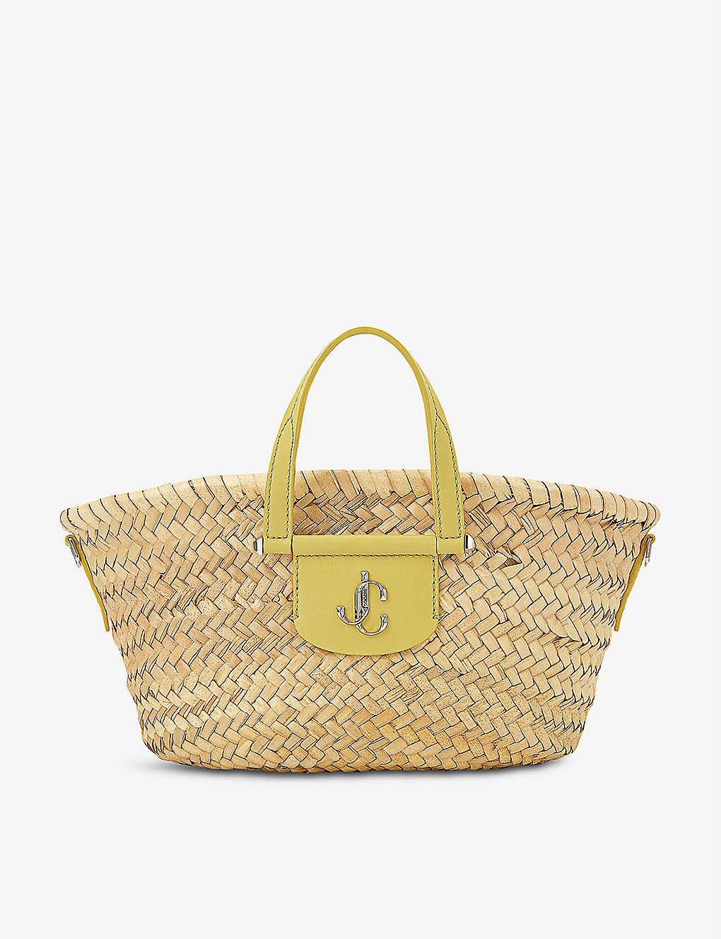 Macy raffia and leather tote bag | Selfridges