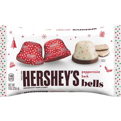 HERSHEY'S Christmas Peppermint Bark Bells Candy - 9oz | Target