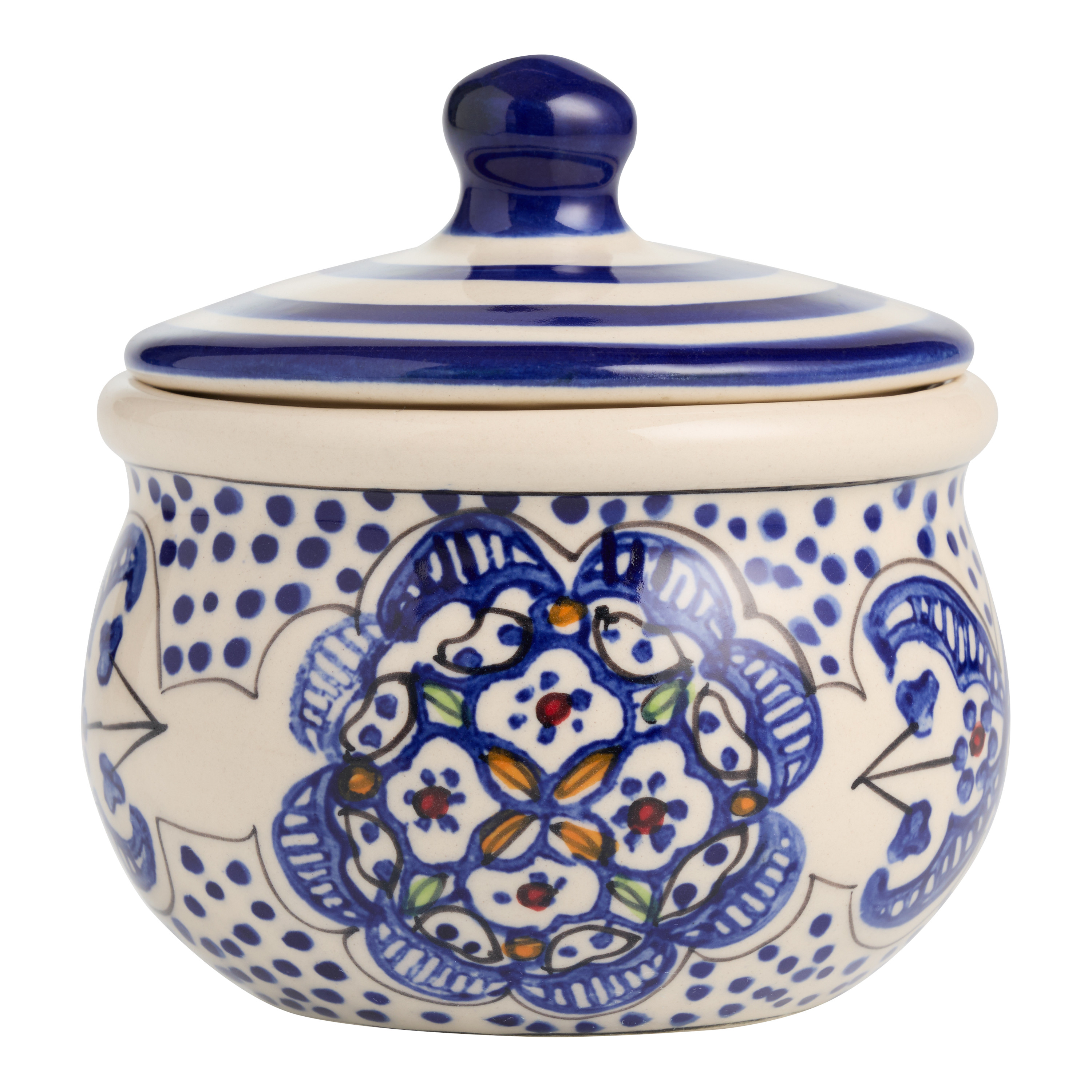 Tunis White and Blue Ceramic Salt Cellar | World Market