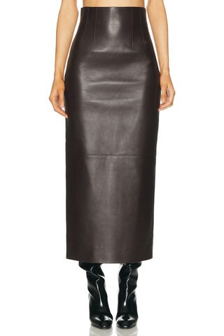 KHAITE Loxley Skirt in Brown | FWRD 