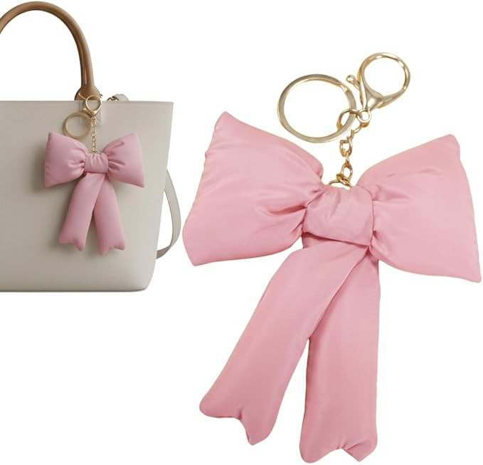 Biddlebee Puff Bow Keychain Purse Charm - Soft Fabric Bag Charm Accessory, Cute Coquette Aestheti... | Amazon (US)