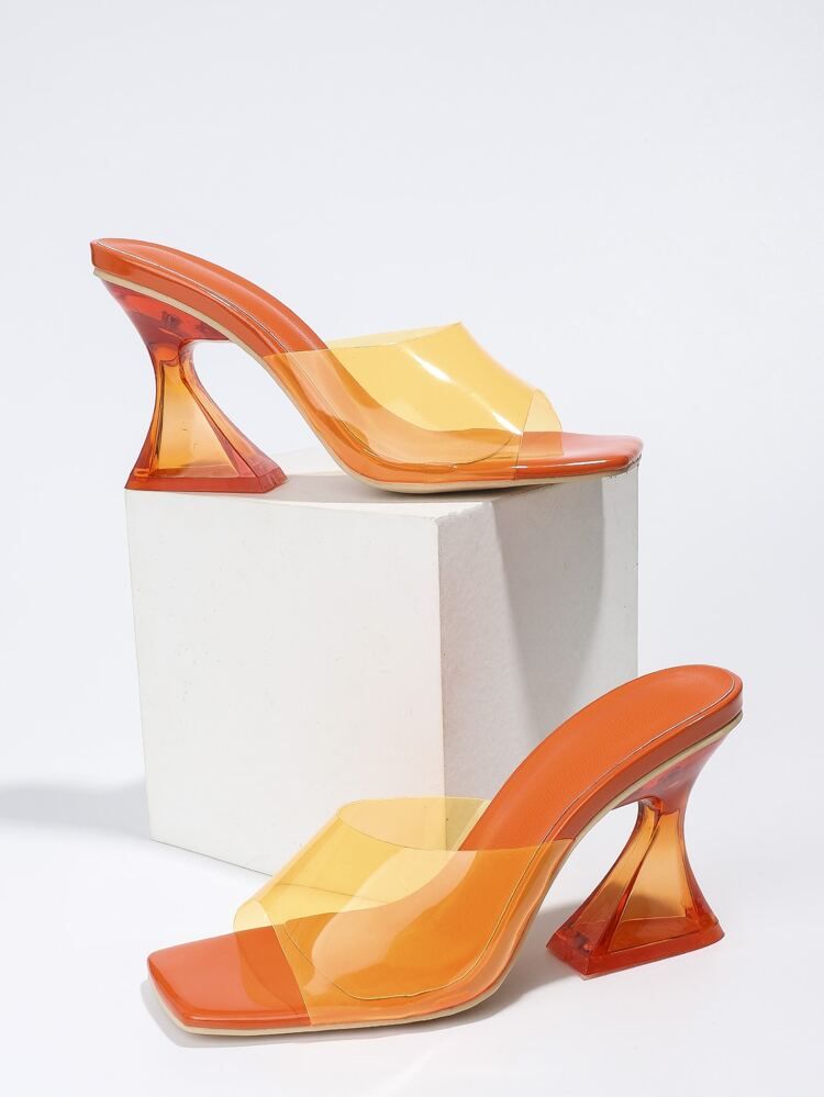 Clear Sculptural Heeled Mule Sandals | SHEIN