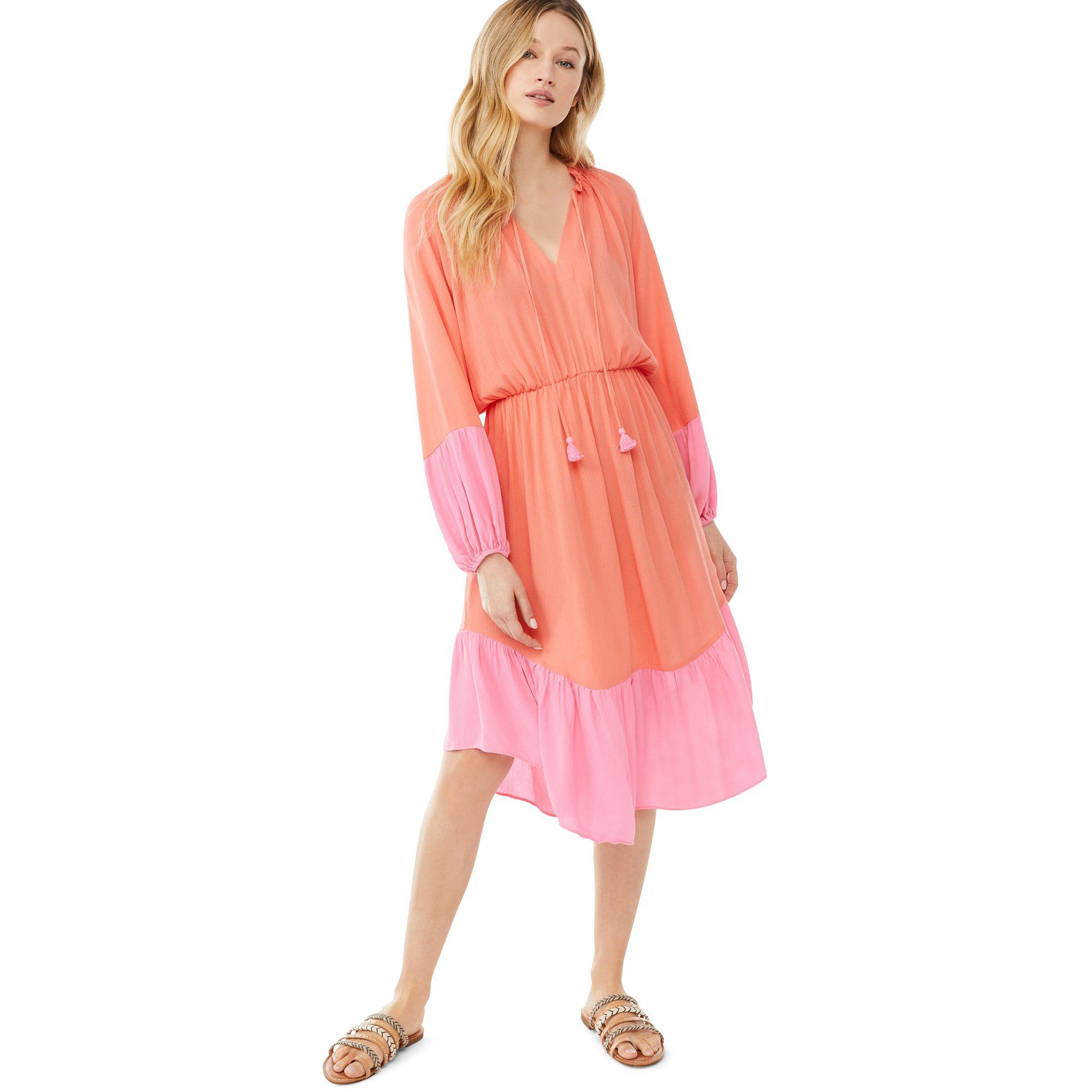 Scoop Women's Colorblocked Midi Dress with Long Sleeves | Walmart (US)
