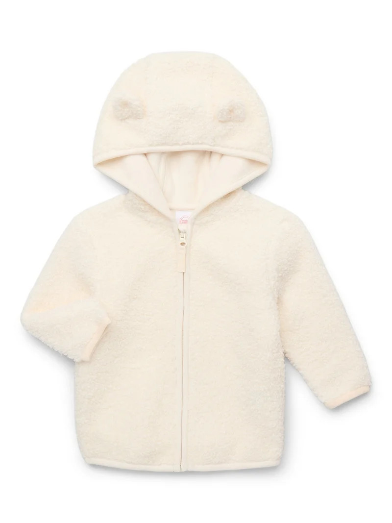 Wonder Nation Baby and Toddler Teddy Fleece Jacket with Hood, Sizes 12M-5T | Walmart (US)
