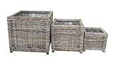 BME BOD00052 Kubu Rattan Basket Set of 3 Square Planter, Grey | Amazon (US)