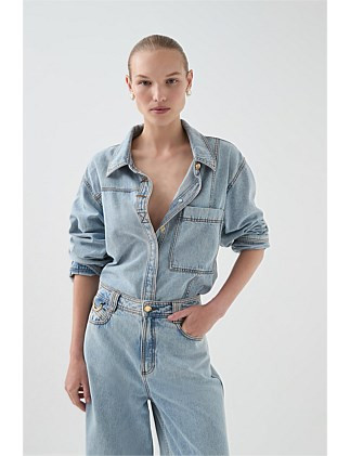 Aje Outline Button Denim Shirt | David Jones | David Jones (Australia & New Zealand)