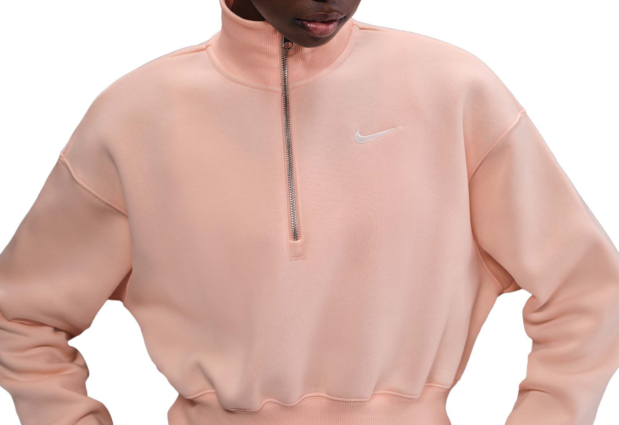 Nike Women's Sportswear Phoenix Fleece Oversized 1/2-Zip Crop Sweatshirt, Medium, Washed Coral | DICK'S Sporting Goods