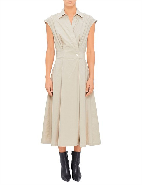 Athena Cap Sleeve Wrap Dress Beige | David Jones (Australia & New Zealand)