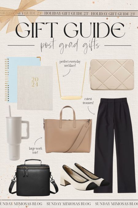 HOLIDAY GIFT GUIDE: Post grad gifts ✨🎁 These are perfect for any corporate girlies starting their first job out of college 🗓️

From a nice leather work tote and lunch bag to thr best tailored trousers and work heels, any college grad will love these gifts! 😉

#officeessentials #postgradgifts #christmasgiftsforher Gifts for post grad girl, office essentials, work from home, corporate girlie, Christmas gifts for college grad, college girl gifts, business gifts, Abercrombie trousers, black tailored trousers, comfortable work shoes, work heels, work tote, work bag, neutral work bag, lunch bag, lunch tote for women, laptop sleeve, Amazon gifts, Christmas gifts from Amazon, Christmas gifts for her, Christmas gift guide, Christmas gift ideas for her

#LTKGiftGuide #LTKSeasonal #LTKHoliday