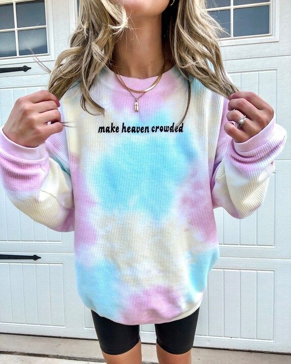 Custom Embroidered Corded Crew Pullover || Rainbow Corded Crew Neck || Embroidered Corded Sweatsh... | Etsy (US)