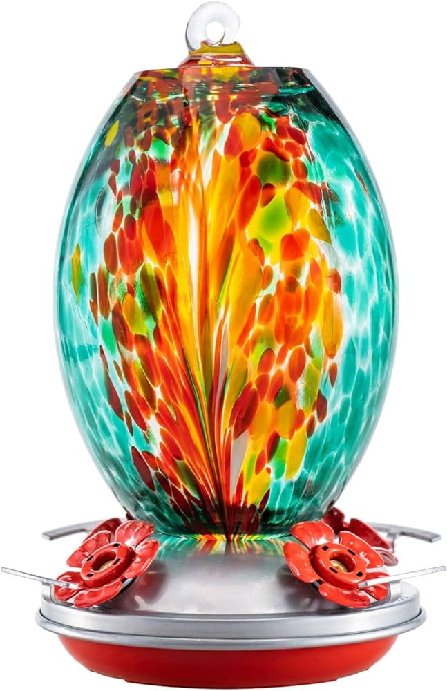 Muse Garden Glass Humming Bird Feeders for Outdoors - 27OZ Blown Glass Hummingbird Feeder - Uniqu... | Amazon (US)