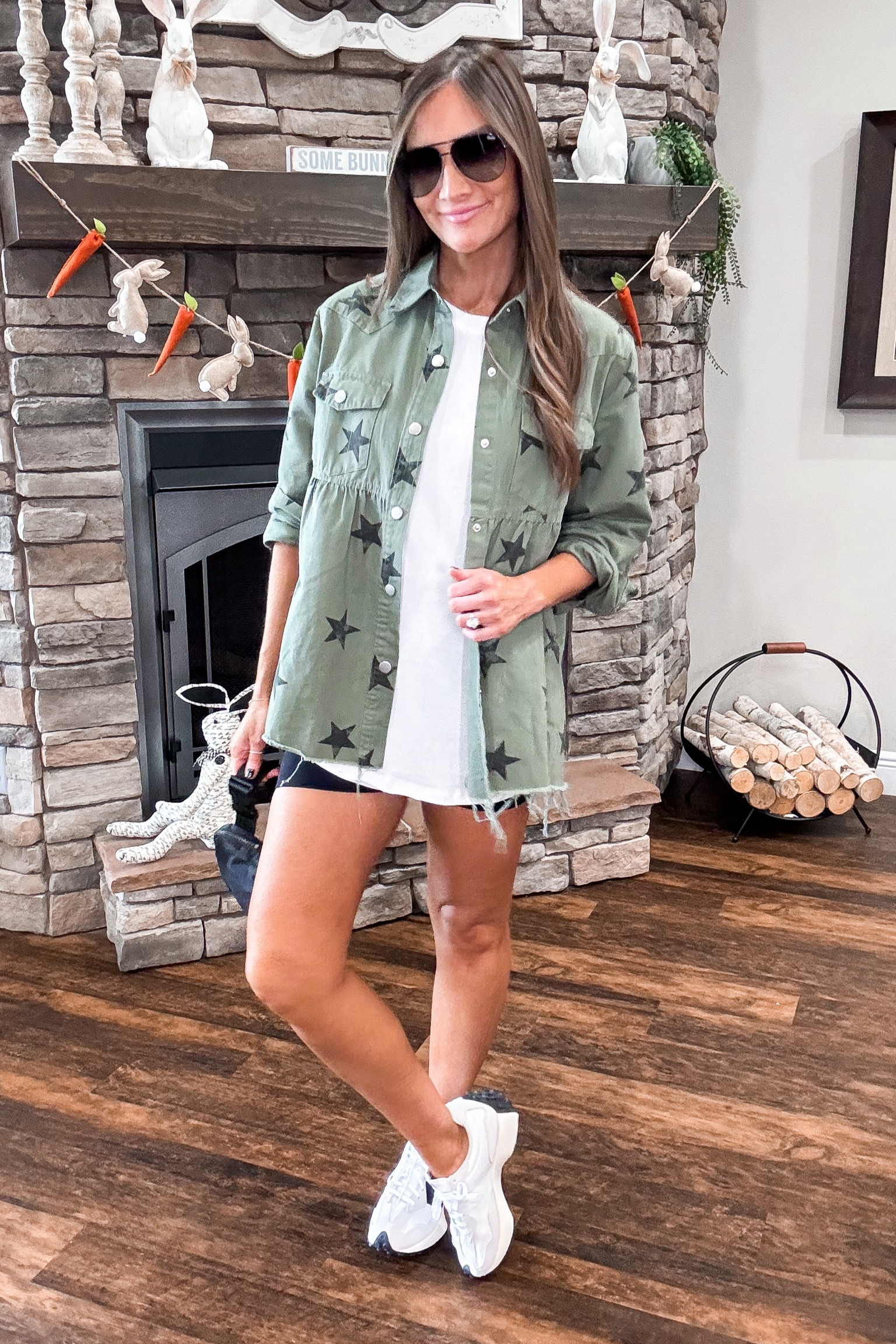 Amazon fashion, Amazon style, Biker shorts, bike shorts, white tunic tee, layering tee, vintage inspired shacket, star shacket, belt bag, Lulu inspired belt bag, black aviators, black aviator sunglasses 

Wearing medium in biker shorts and shacket and small in tunic tee. 

#LTKshoecrush #LTKstyletip #LTKfindsunder50