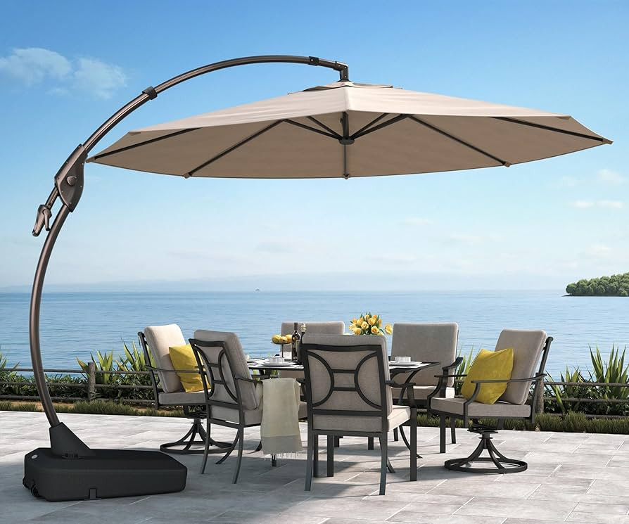 Grand patio Deluxe NAPOLI Patio Umbrella, Curvy Aluminum Cantilever Umbrella with Base, Round Lar... | Amazon (US)