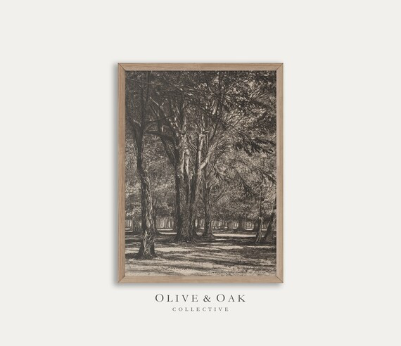 Vintage Forest Drawing / PRINTABLE Rustic Tree Sketch / | Etsy | Etsy (US)