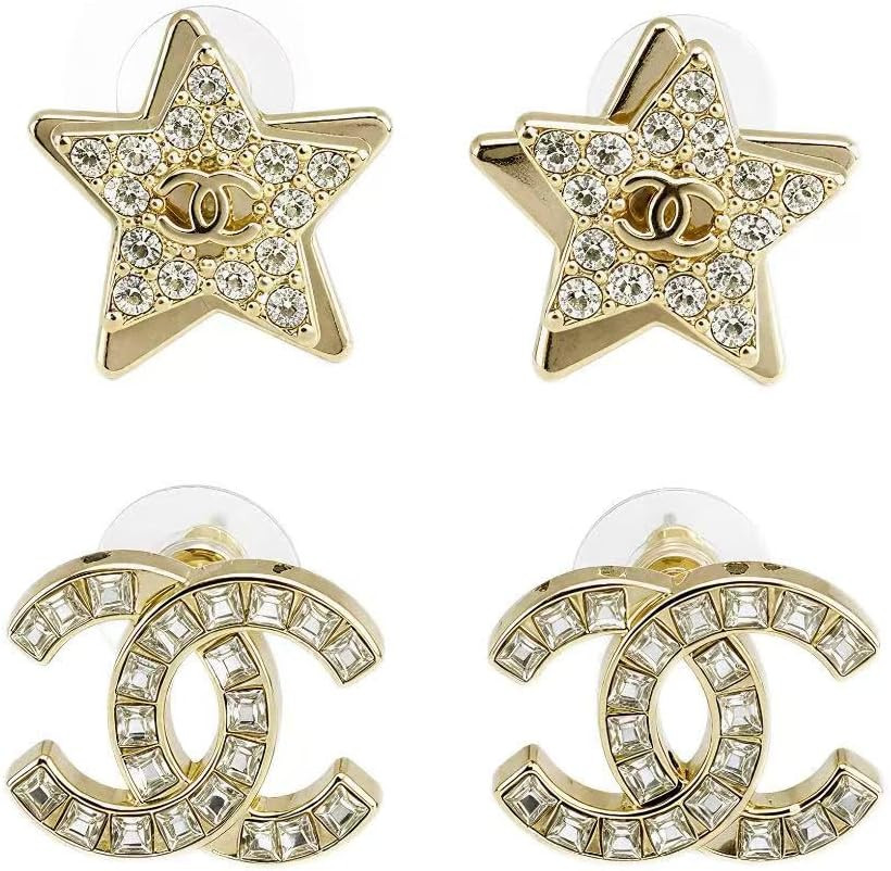 Crystal Rhinestone Star and Stud Earrings, Gold Tone | Amazon (US)