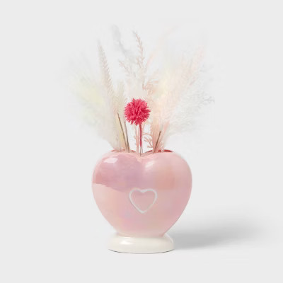 14" Iridescent Heart Vase with Faux Botanicals Tabletop Valentine's Day Decor - Spritz™ | Target