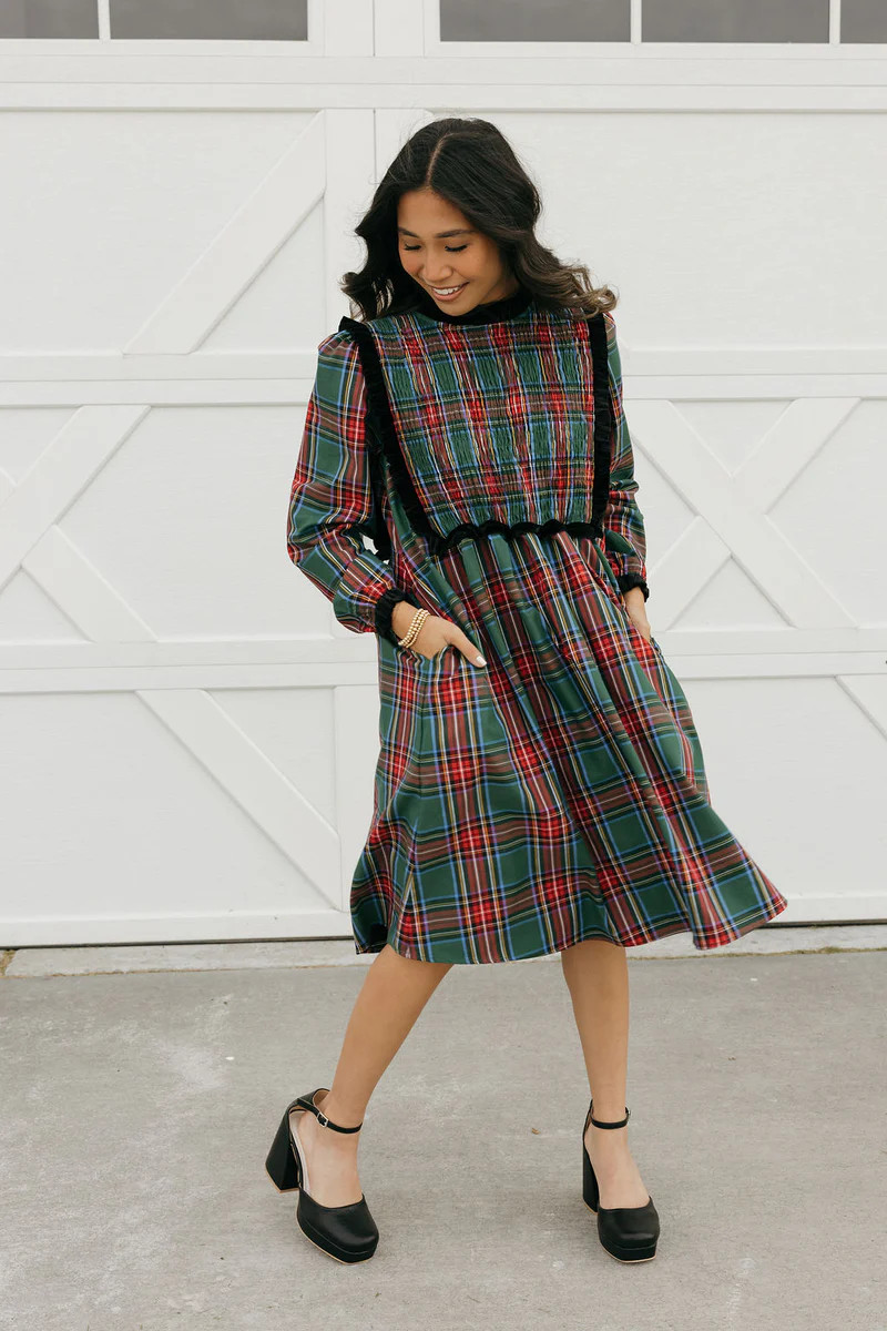 Mae Dress-Green/Red | Love Olive Co