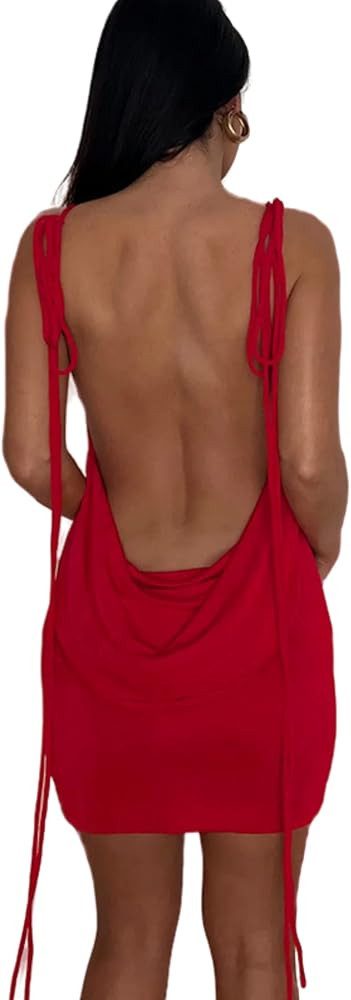 JUMISEE Backless Sleeveless Draped Mini Dress       
Material: Polyester 

Occasion: Party, Weddi... | Amazon (US)