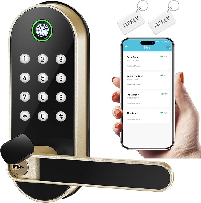 Keyless-Entry Fingerprint Smart Door Lock: Sifely Digital Electronic Lock with Code Passcode, Ele... | Amazon (US)