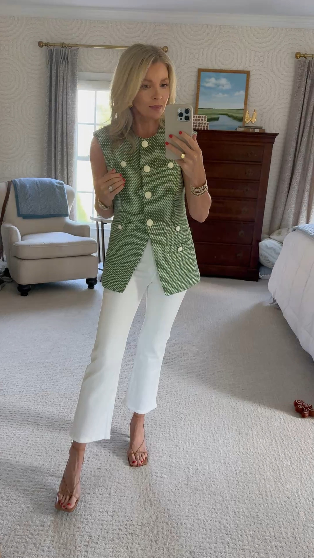 This vest was one of my favorite purchases last summer - Veronica Beard does no wrong in my book!  The quality is amazing and the cut/fit of their pieces like this are so good. An investment piece for sure, but worth it to me because I get a lot of wear out of it for work. I was so excited to see they brought it back this season in a navy/white combo - chic chic chic!!  When I saw it was 40% off, I immediately snagged!  Runs TTS - I got a 0. 