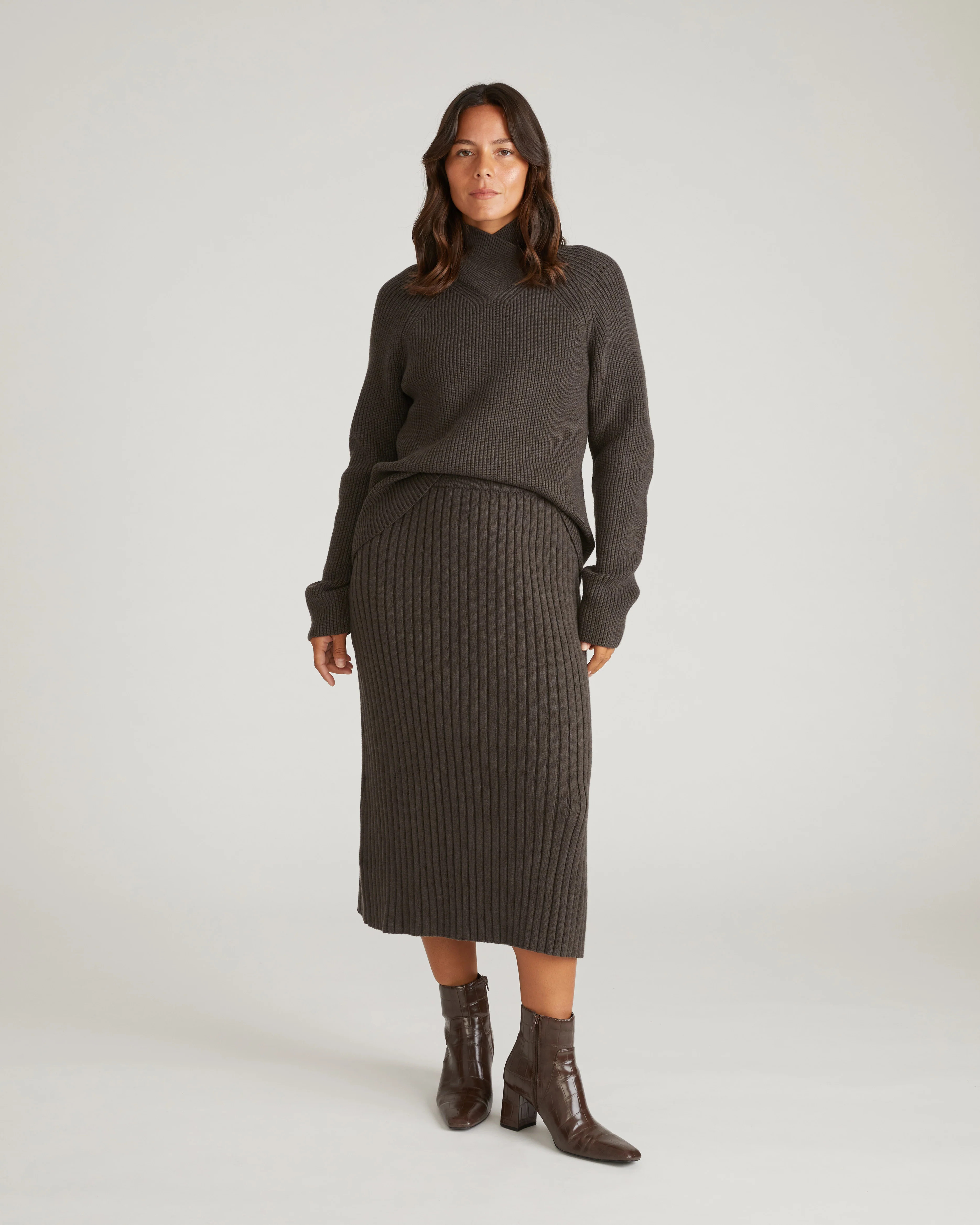 Arly Wrap Neck Sweater - Graphite | Universal Standard