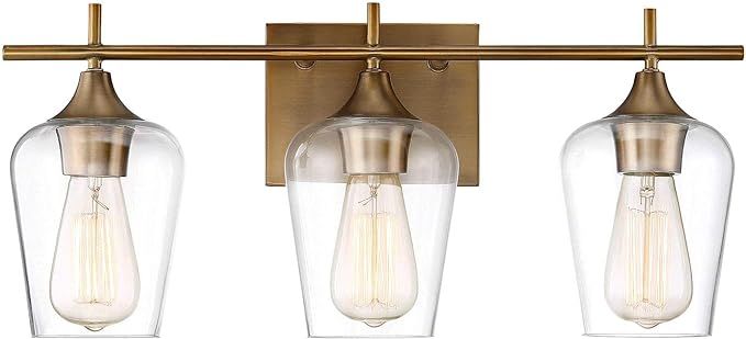 Savoy House 8-4030-3-322 Octave 3-Light Bathroom Vanity Light in a Warm Brass Finish with Clear G... | Amazon (US)