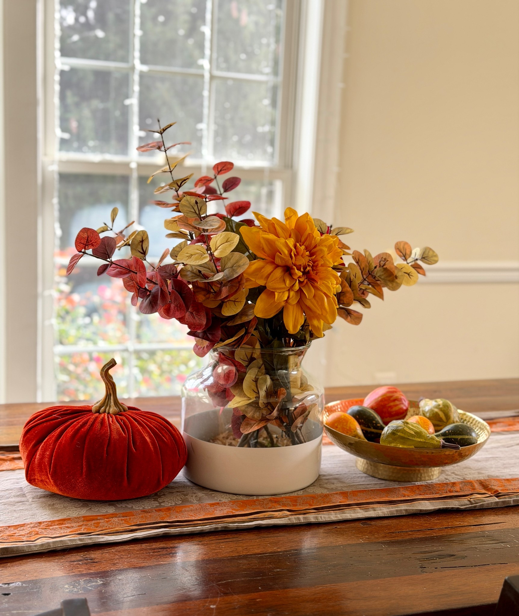 Fall dinning table decor, fall faux flowers , faux pumpkins, fall and Halloween home decor, velvet pumpkin  

#LTKSeasonal #LTKHalloween #LTKHome