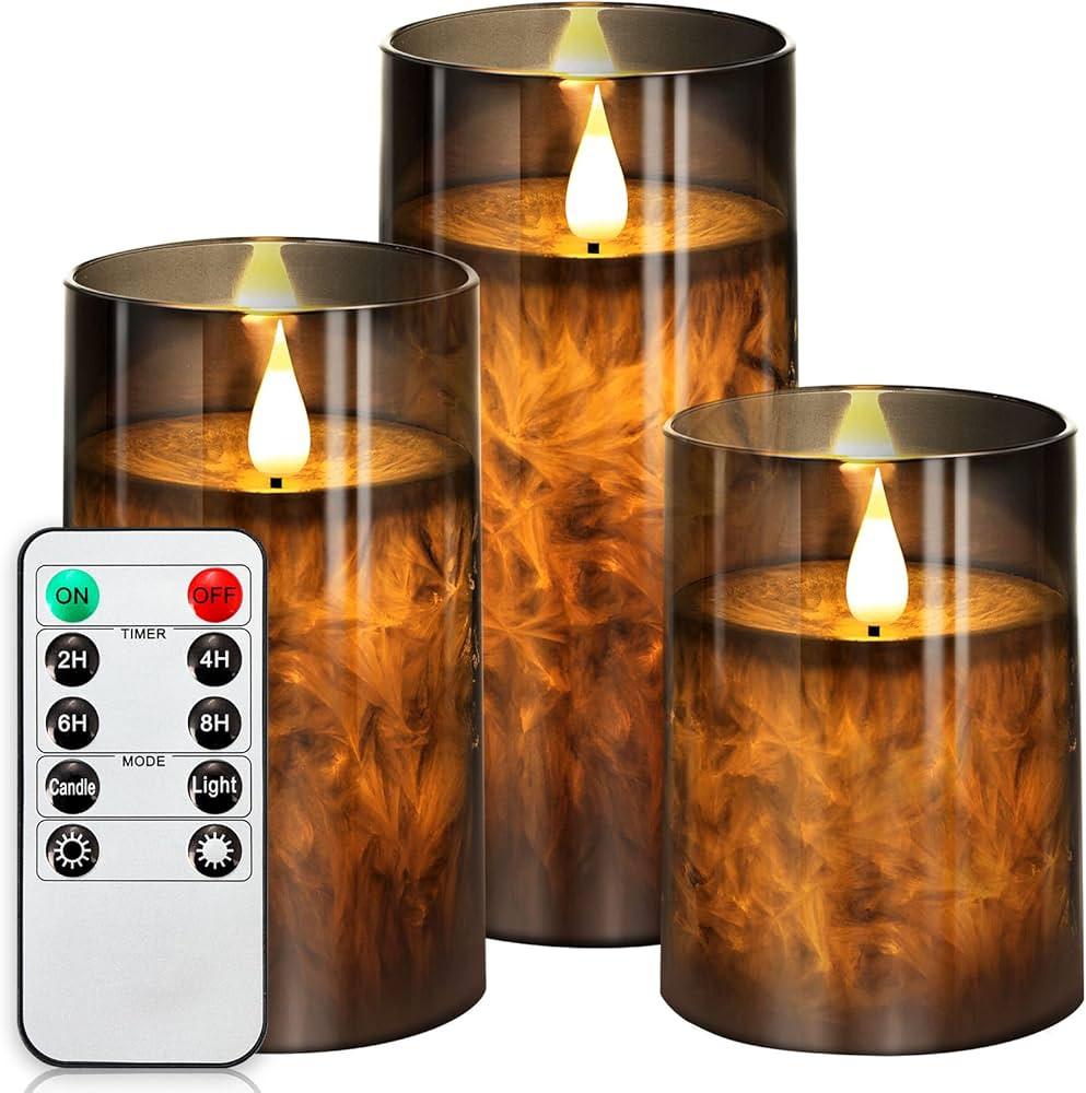 NURADA Flickering Flameless Candles: LED Warm 3D Wick Light Pillar Candle Acrylic Battery Operate... | Amazon (US)