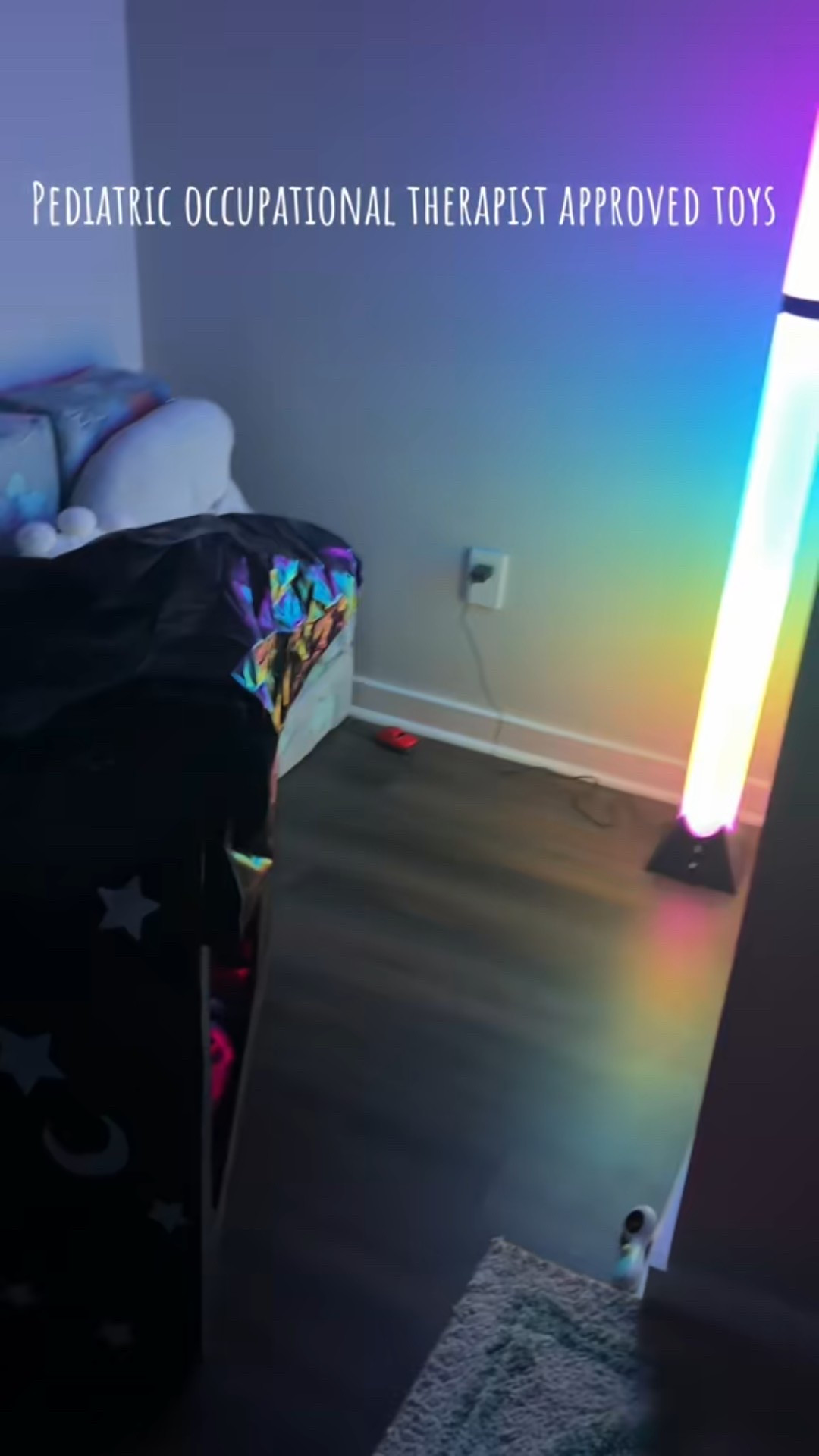 Blackout sensory tent with fiber optic lamp!