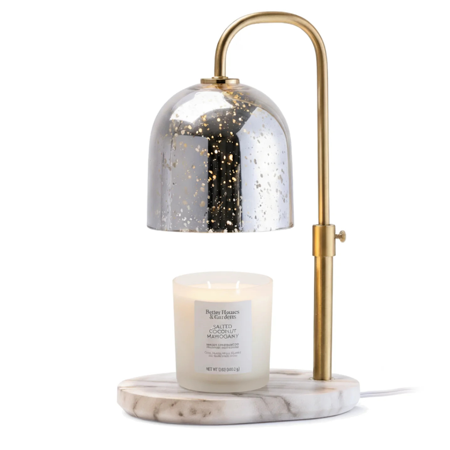 Better Homes & Gardens Candle Warmer Lamp, Glass Shade with Adjustable Gold Metal Pole, Flameless | Walmart (US)